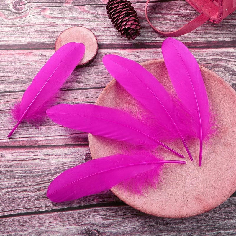 Ballinger Fuchsia Craft Goose Feathers - 120Pcs 6-8inch Large Feathers for DIY Crafts,Angel Wings,Dream Catcher and Wedding Party Decor - Image 2